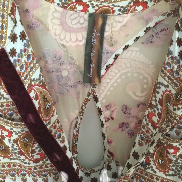 ARATTA Burnout Velvet Burnout Paisley Floral Boho Tunic Top M Sheer Mid Length - Picture 5 of 11
